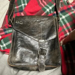 Bed Stu Black Leather Crossband Bag